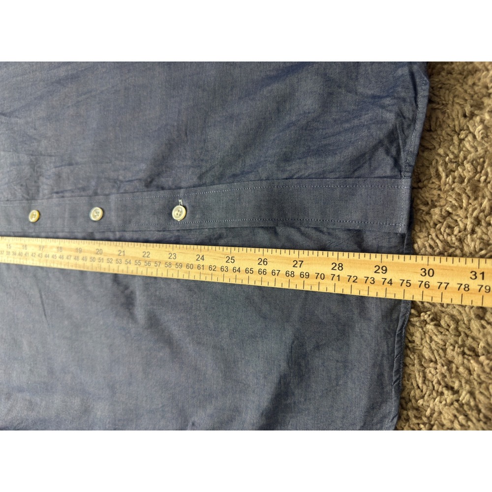Todd Snyder Mens Blue Cotton Chambray Button Down Shirt 15.5 32/33 Long Sleeve - Picture 3 of 8